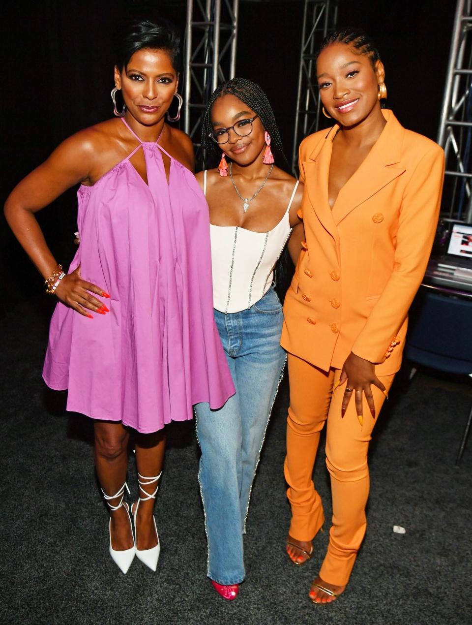 NEW ORLEANS, LOUISIANA - JULY 01: (L-R) Tamron Hall, Marsai Martin and KeKe Palmer attend the 2022 Essence Festival of Culture at the Ernest N. Morial Convention Center on July 1, 2022 in New Orleans, Louisiana. (Photo by Paras Griffin/Getty Images for Essence)