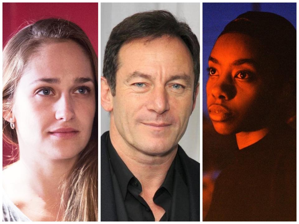 Jemima Kirke, Jason Isaacs and Dua Saleh (Rex)