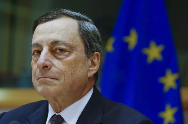 FILE PHOTO: European Central Bank (ECB) President Mario Draghi testifies before the European Parliament's Economic and Monetary Affairs Committee in Brussels, Belgium, February 15, 2016. REUTERS/Yves Herman/File Photo