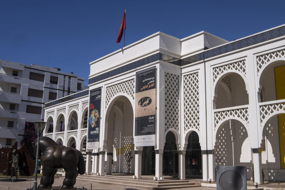 A view of the Mohammed VI Museum of Modern and Contemporary Art, where a Cuban art exhibition is being held, in Rabat, Monday, April 1, 2024. A show at Morocco's Mohammed VI Museum of Modern and Contemporary Art is one of the first exhibitions of Cuban art at an African museum. (AP Photo/Mosa'ab Elshamy)