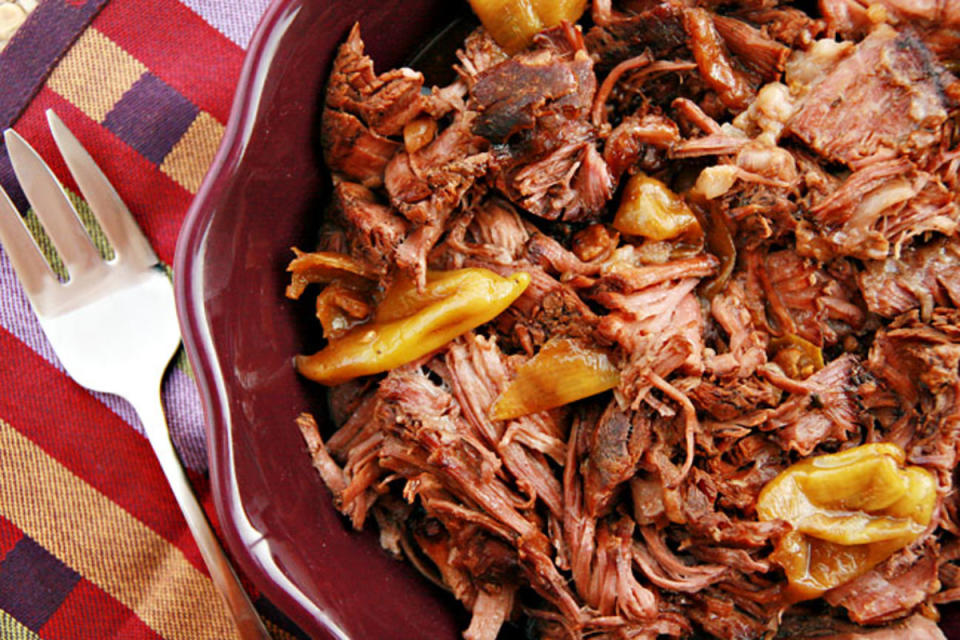 <p>This flavorful roast also makes excellent French Dip sandwiches! </p><p><strong>Get the recipe: <a href="https://www.thesupermomchef.com/?p=1060" rel="nofollow noopener" target="_blank" data-ylk="slk:Mississippi Roast;elm:context_link;itc:0;sec:content-canvas" class="link ">Mississippi Roast</a></strong></p>