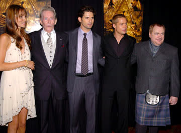 Saffron Burrows , Peter O'Toole , Eric Bana , Brad Pitt and Brian Cox at the New York premiere of Warner Brothers' Troy