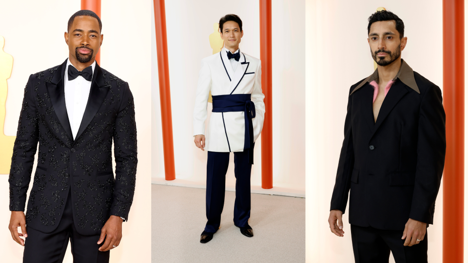 Whether it was careful beading, innovative silhouettes or unexpected styling, leading men like Jay Ellis, Harry Shum, Jr. and Riz Ahmed flipped the script on the Oscars red carpet.