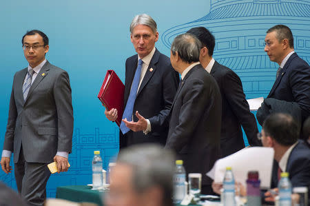 Britain's Chancellor of the Exchequer Philip Hammond and Chinese Vice Premier Ma Kai attend the UK-China Economic Financial Dialogue at the Diaoyutai State Guesthouse in Beijing, China December 16, 2017. REUTERS/Fred Dufour/Pool