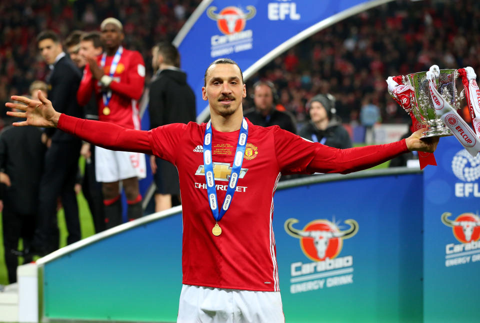 <p>The United boss did win trophies as Zlatan Ibrahimovic helped them to Carabao Cup victory against Southampton last year (Getty) </p>