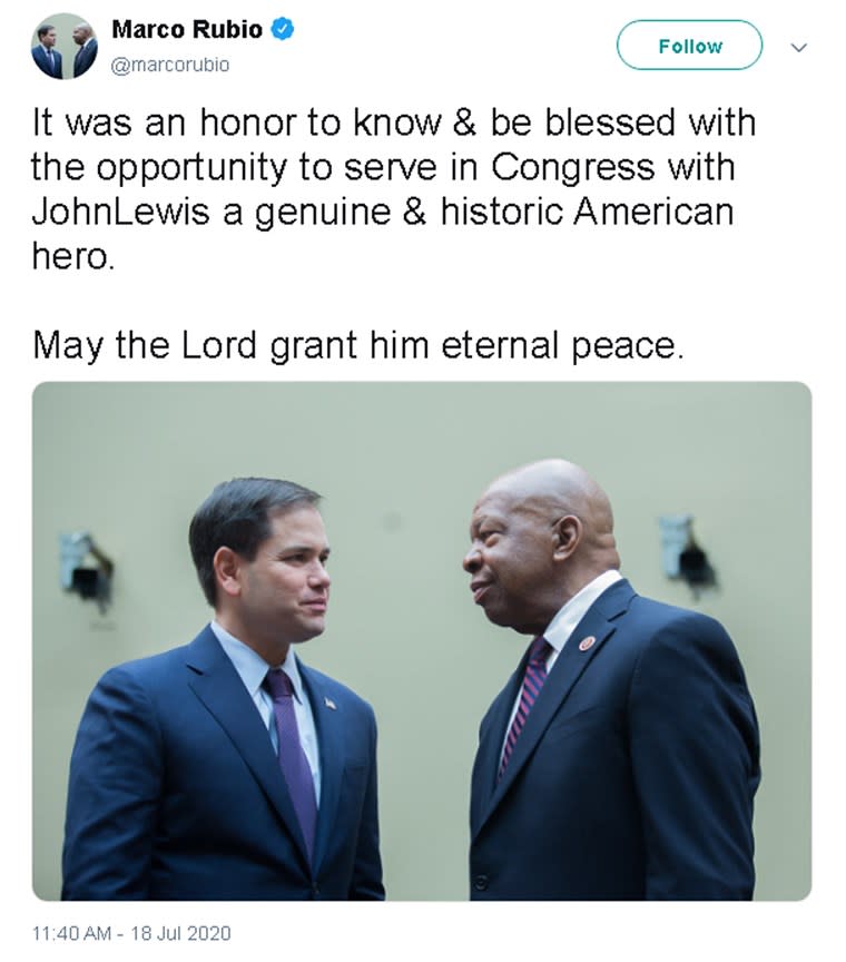 Image: Marco Rubio tweet John Lewis