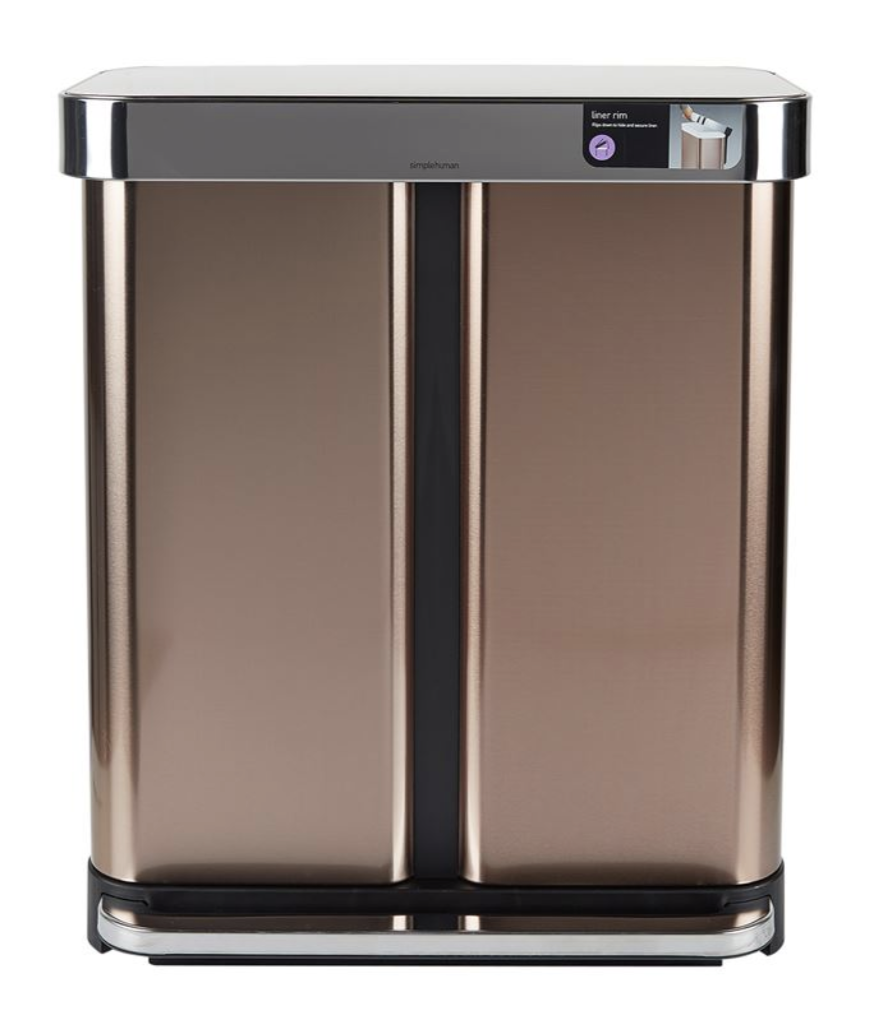 Simplehuman rectangular dual compartment recycler bin. (PHOTO: Harrods)