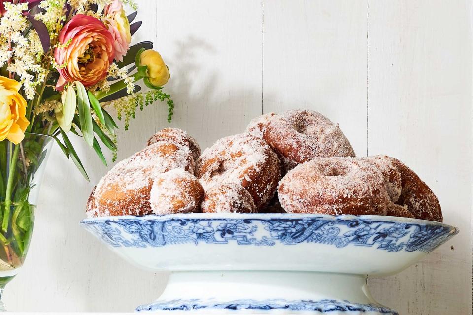 <p>Pick up a dozen at your local farmer's market or find them at a nearby apple orchard. You can also put your baking skills to the test and make 'em right at home. </p><p><strong><a href="http://www.countryliving.com/food-drinks/recipes/a40032/apple-cider-donuts-recipe/" rel="nofollow noopener" target="_blank" data-ylk="slk:Get the recipe;elm:context_link;itc:0;sec:content-canvas" class="link ">Get the recipe</a>.</strong> </p>