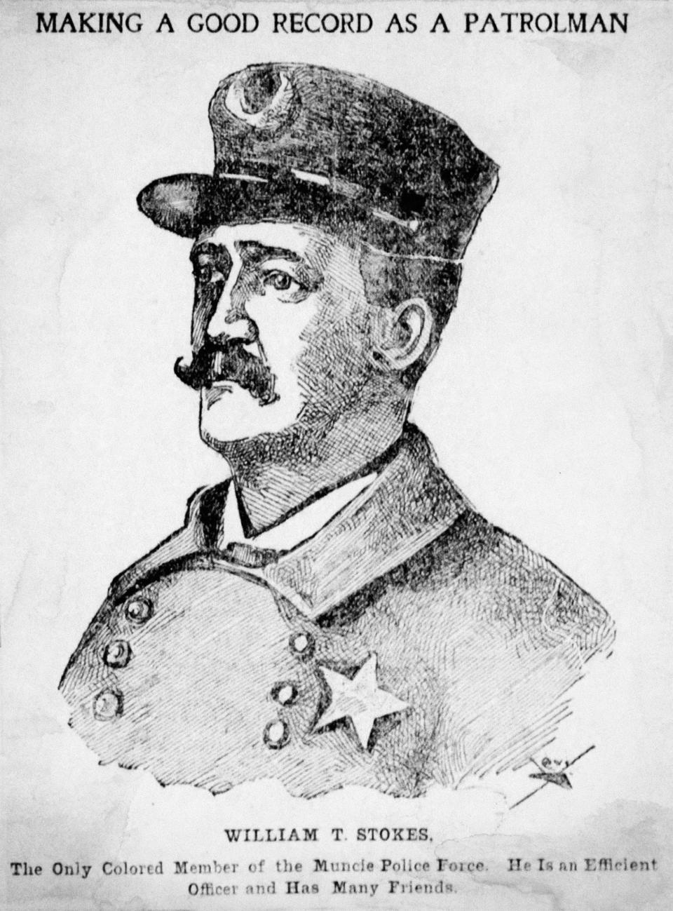 Drawing of William T. Stokes from the Muncie Star, Tuesday, January 23, 1900.