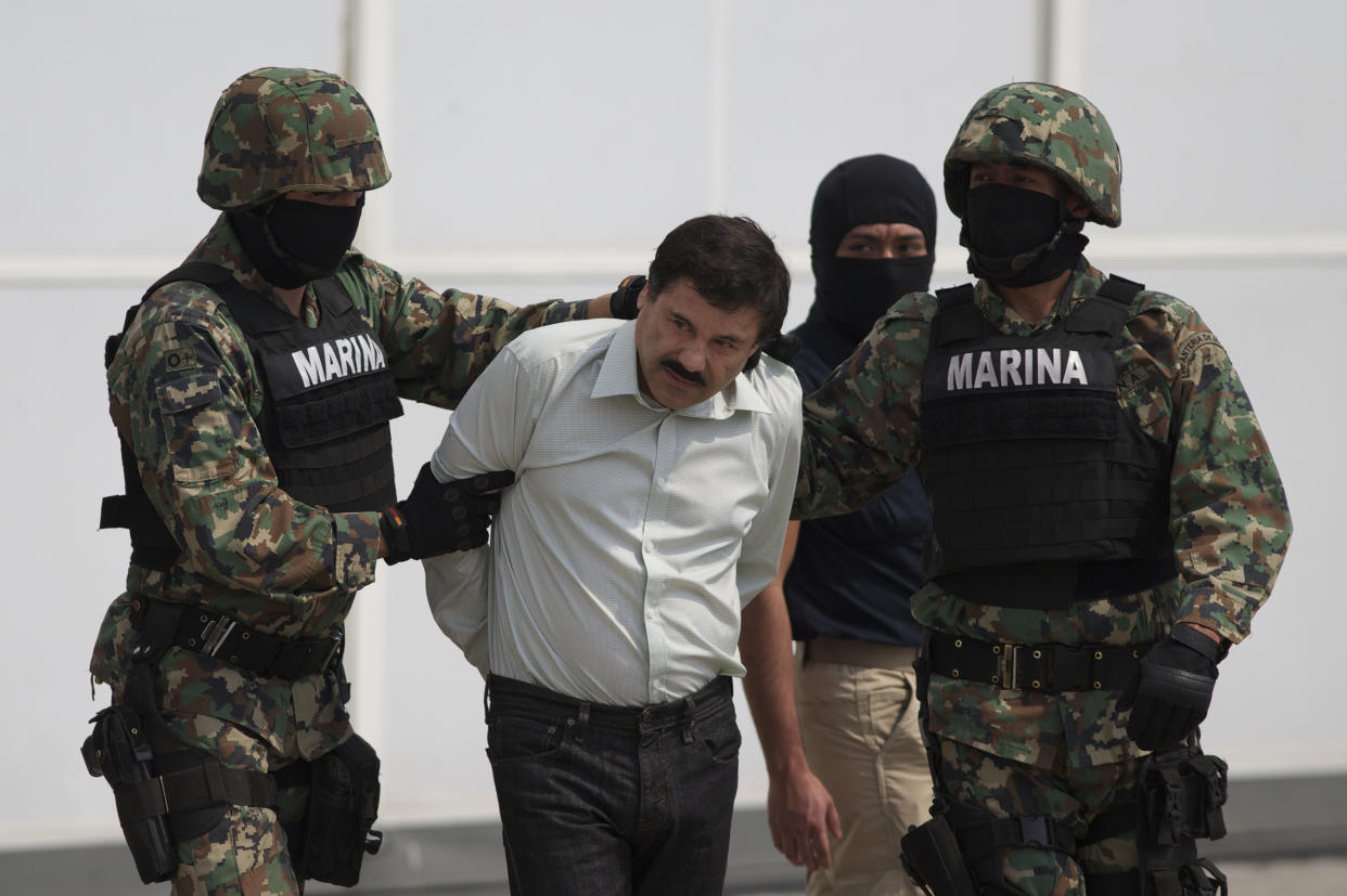 Joaquin "El Chapo" Guzman in Mexico City after his arrest in&nbsp;February 2014.&nbsp;A former top Drug Enforcement Administration official who&nbsp;helped hunt him down said a wall on the border with&nbsp;Mexico wouldn&rsquo;t do much to stop the flow of drugs into the U.S. (Photo: ASSOCIATED PRESS)