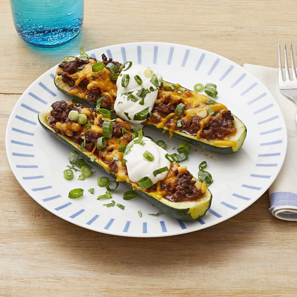 chili stuffed zucchini boats