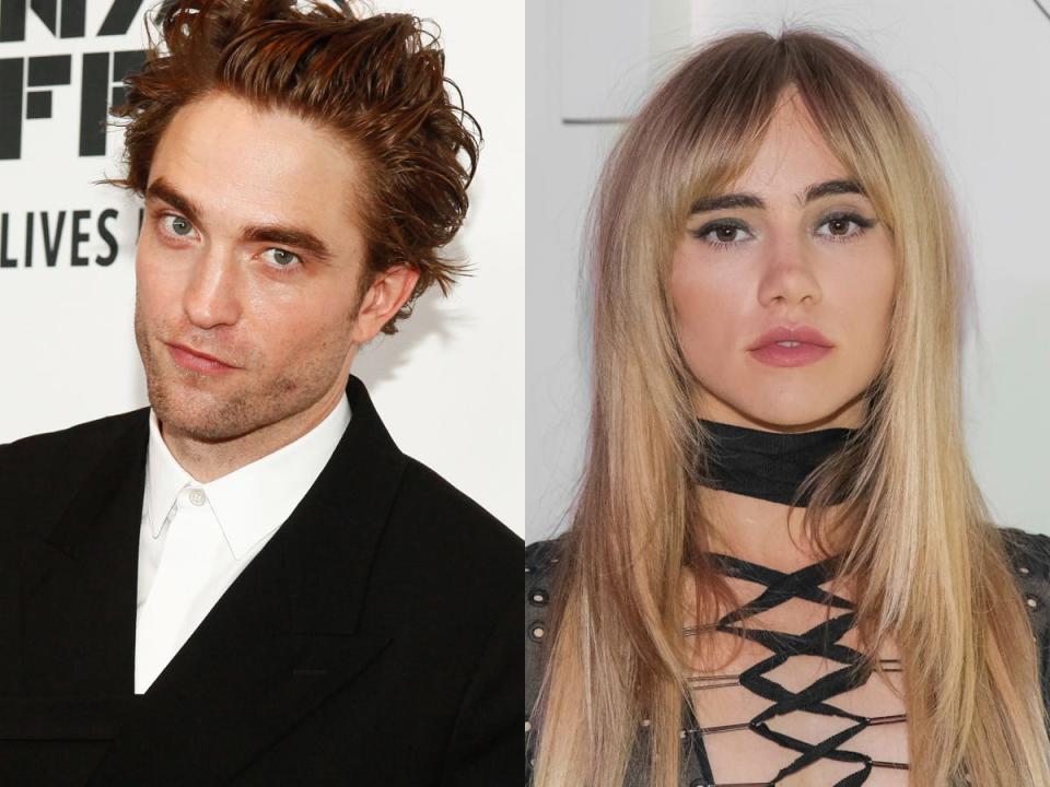 On the left: Robert Pattinson in October 2018. On the right: Suki Waterhouse in September 2018.