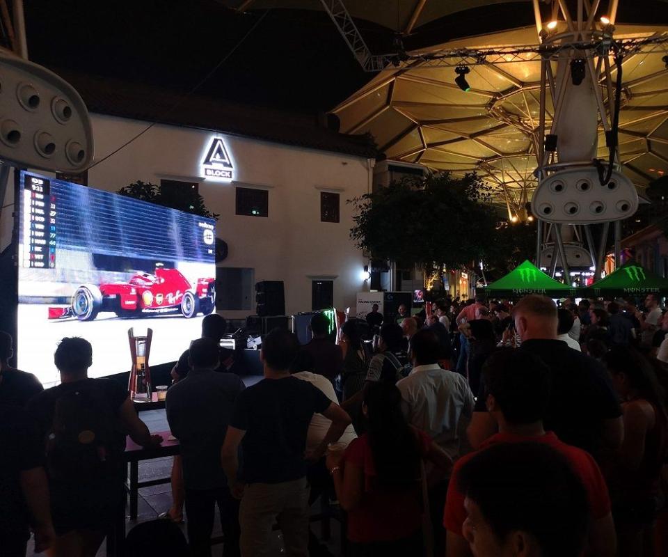 View the F1 race at Clarke Quay. (PHOTO: Capitaland Singapore)  