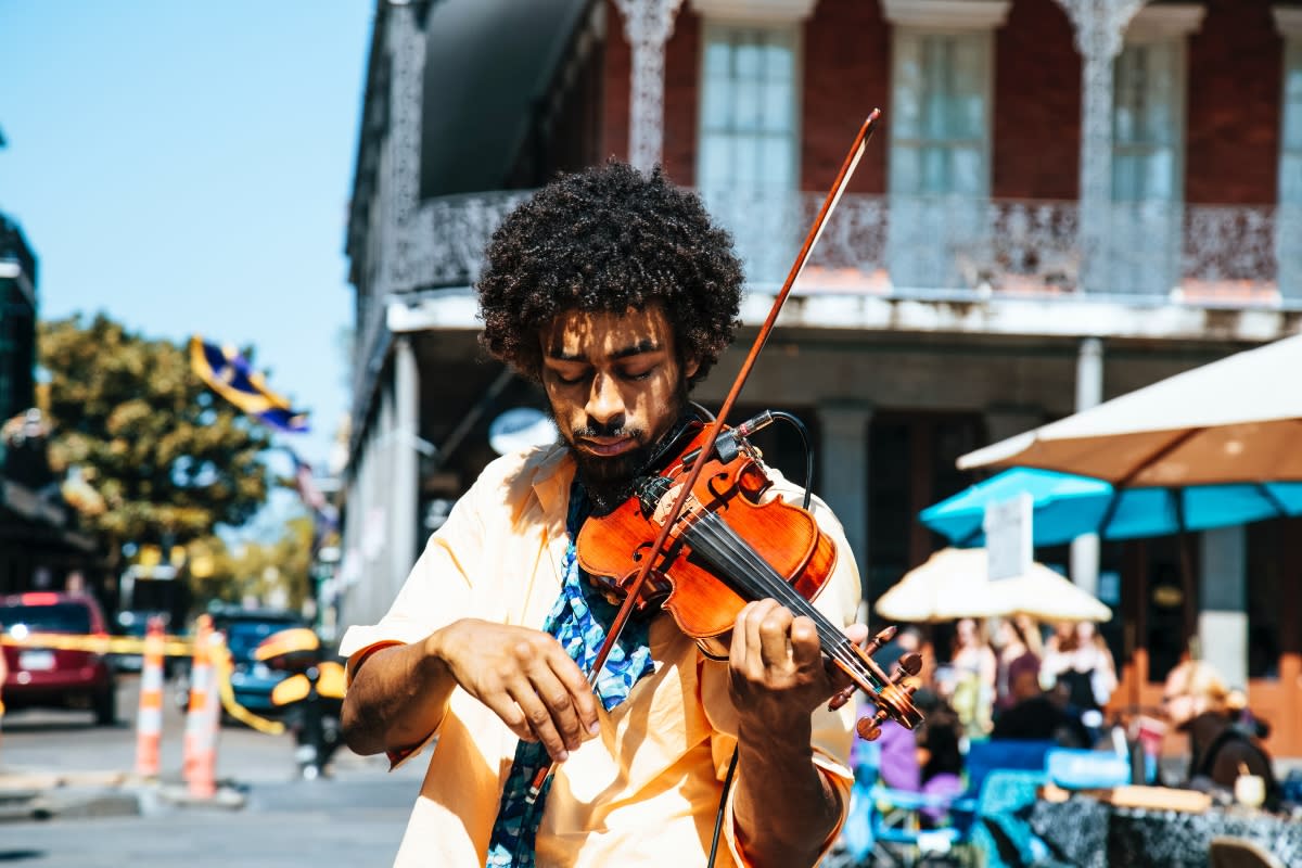 Jazz musician playing on the streets of New Orleans