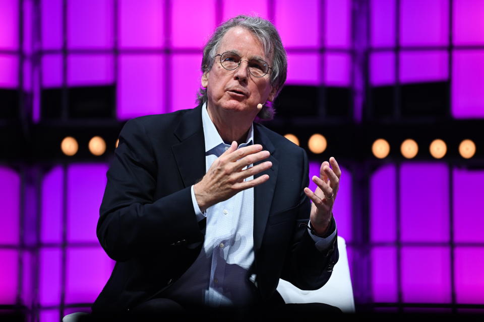 Lisbon , Portugal - 3 November 2021; Roger McNamee, Founding Partner of Elevation Partners, on Centre Stage during day two of Web Summit 2021 at the Altice Arena in Lisbon, Portugal. (Photo By Stephen McCarthy/Sportsfile for Web Summit via Getty Images)