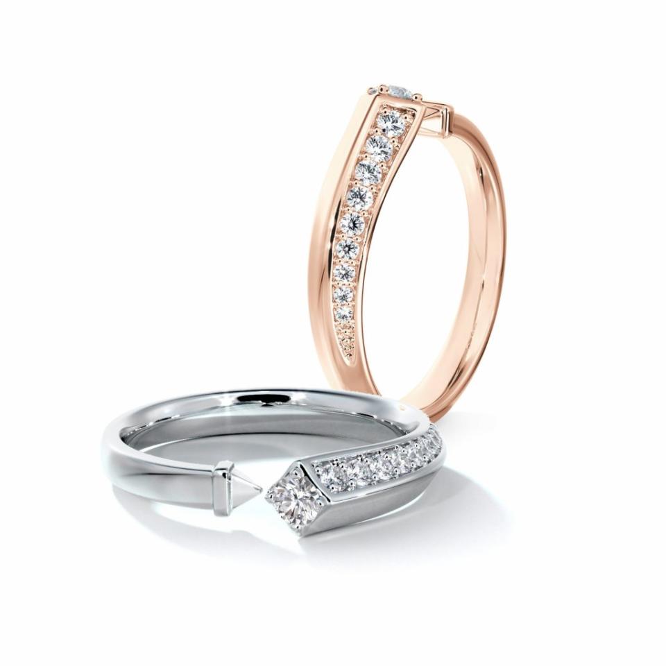 Forevermark Avaanti®系列18K玫瑰金/白金密鑲美鑽戒指，售價由HK$10,600起。