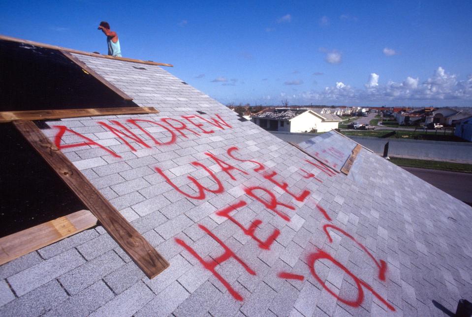 Some signs, such as this one, lent comic relief after the storm had passed.