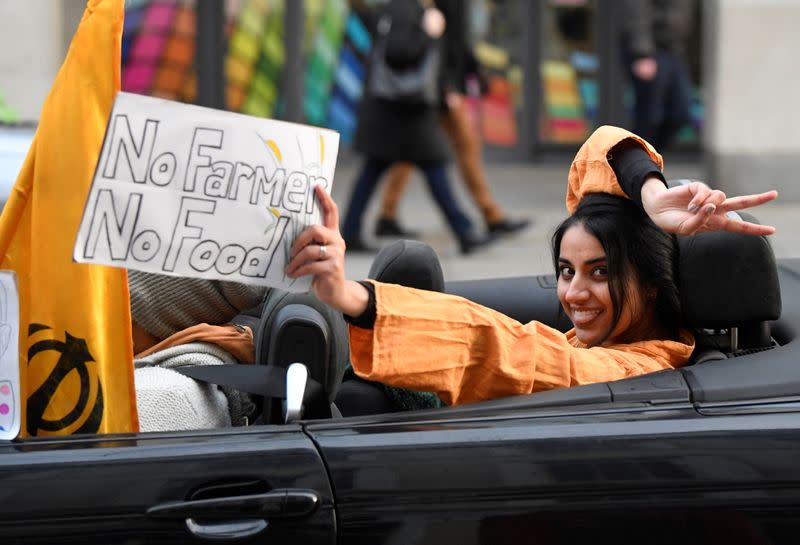 Protest against India's new farming legislation, in London