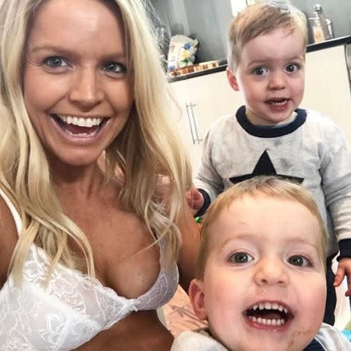 Anna used exercise to help her mood after the birth of her twins, and is doing the same again following Madi's birth. Photo: Instagram