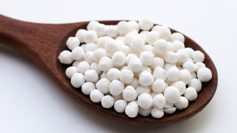 tapioca pearls in a spoon