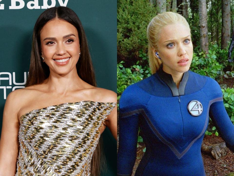 Jessica Alba arrives for the 2023 Baby2Baby Gala in Los Angeles, and as Sue Storm in "Fantastic Four: Rise of the Silver Surfer."