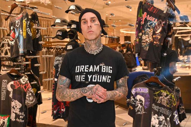 Travis Barker Shows Off His Christmas Tree Display Featuring a