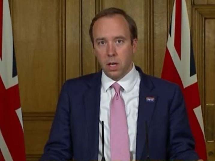 Screen grab of Health Secretary Matt Hancock during a media briefing in Downing Street, London: PA