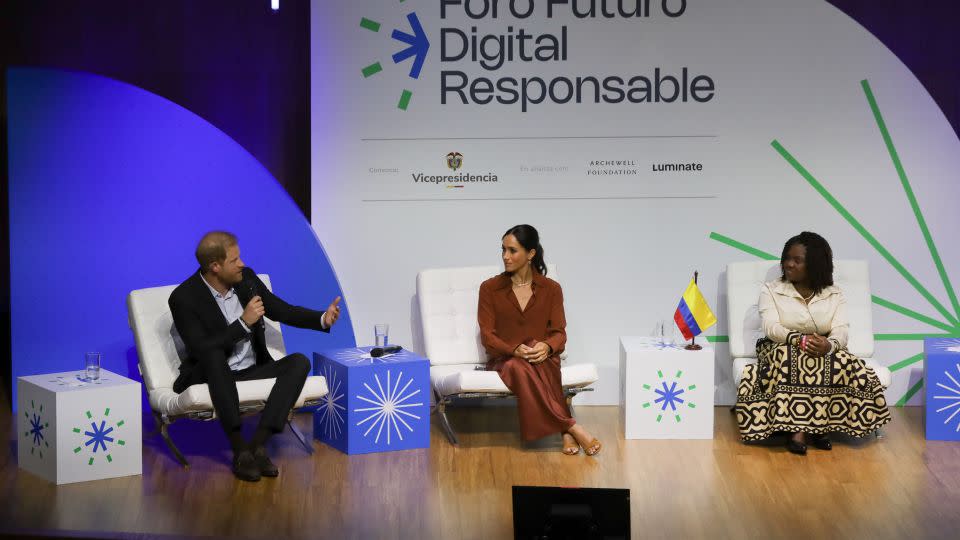 The royal couple attend the "Responsible Digital Future" forum at EAN University in Bogota, Colombia - one of several engagements they will carry out while in the country aimed at safeguarding young people from online harm. - Juancho Torres/Anadolu/Getty Images