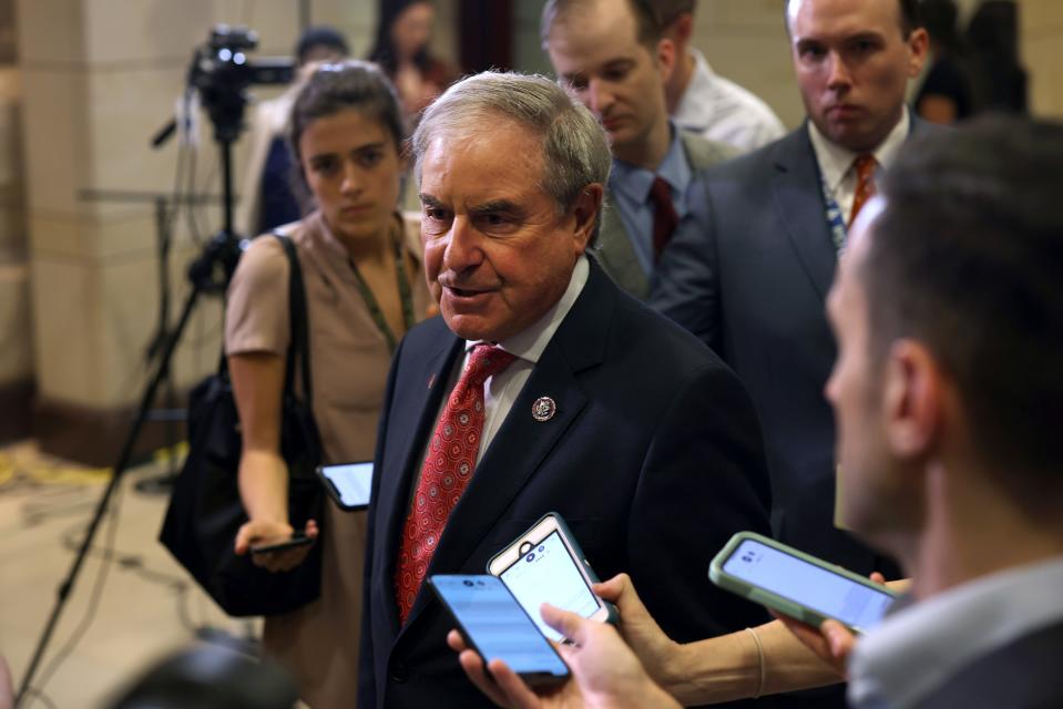 Rep. John Yarmuth, D-Ky., chairman of the House Budget Committee, speaks to reporters after a House Democratic Caucus meeting in the Capitol Visitor Center on June 15, 2021 in Washington, D.C.