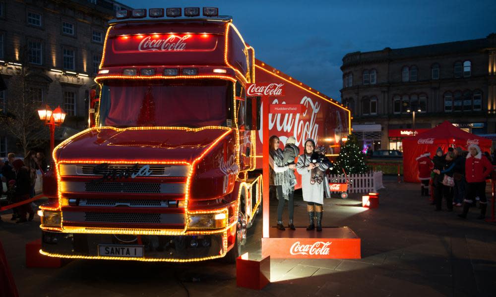 The Coca-Cola Christmas truck visits Huddersfield.