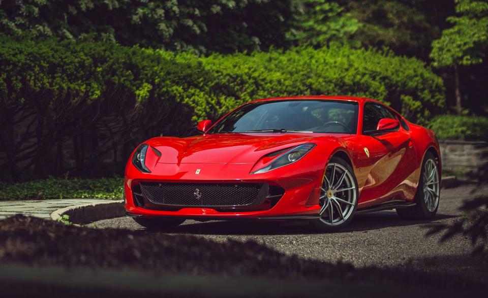 <p>When it's sitting still, the 812 looks as if it's sprinting, particularly with the Rosso Corsa (race red) paint worn by our test example.</p>