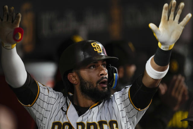 Rougned Odor of the San Diego Padres walks back to the dugout