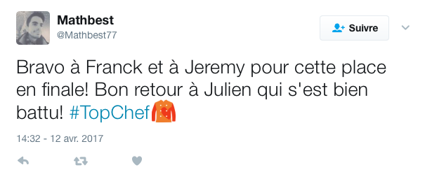 Et les deux finalistes de Top Chef sont…