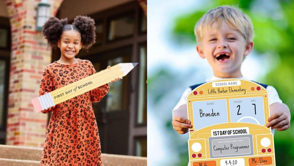 15 Fun & Creative First-Day-of-School Photo Ideas  School signs, Preschool  pictures, School chalkboard