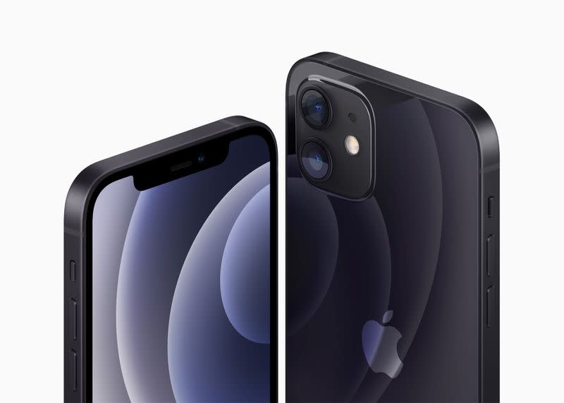 Apple's iPhone 12 and iPhone 12 are seen in an illustration released in Cupertino