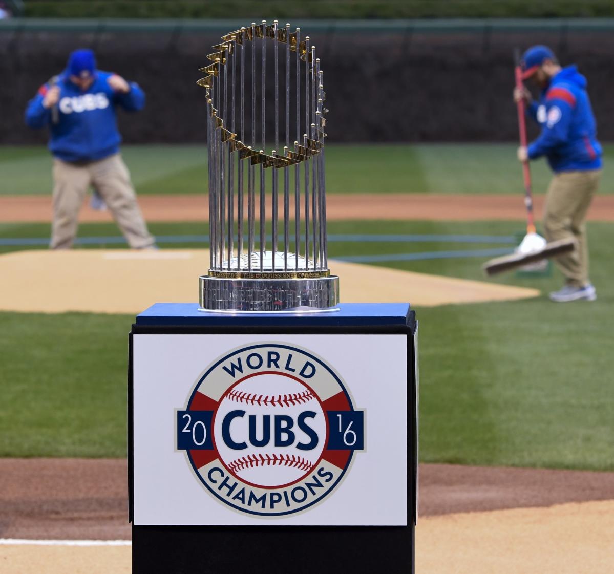 World Series trophy waits to be hoisted 