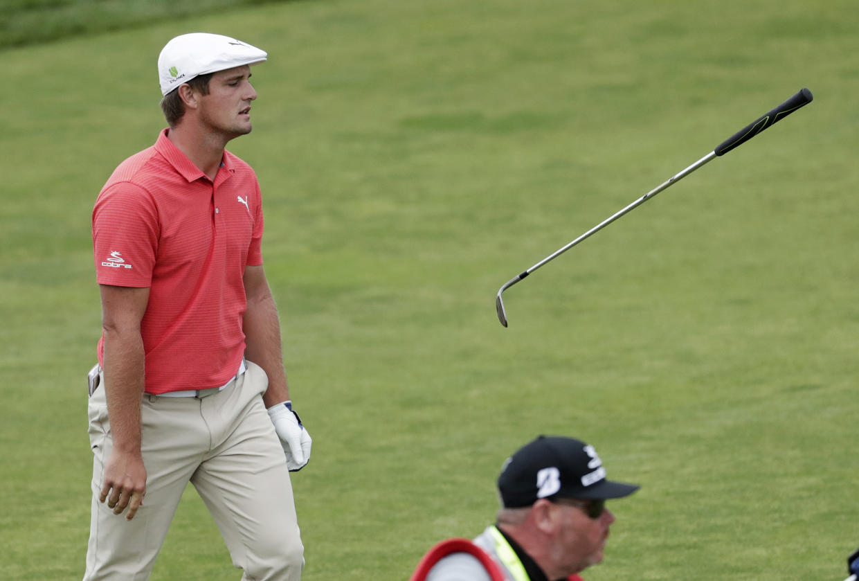 The PGA Tour ruled Bryson DeChambeau’s hole-marking device was a violation of rules. (AP Photo/Julio Cortez)