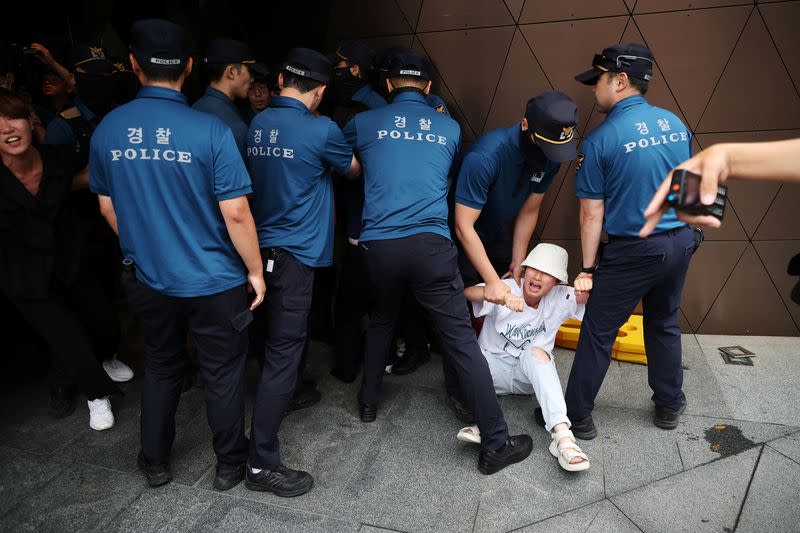 South Korea police detain university students seeking to enter Japan embassy