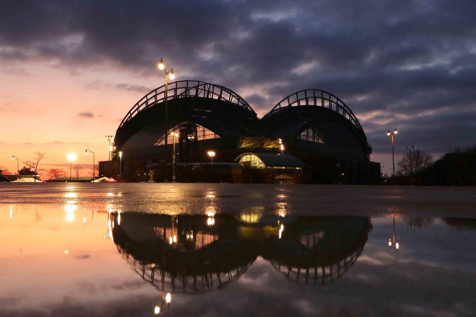 The sun rises over Miller Park in Milwaukee on Wednesday.