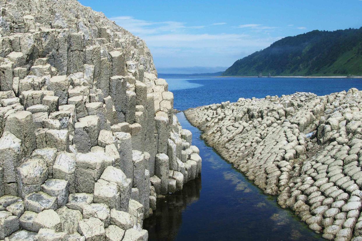 <p>HomoCosmicos / Getty Images</p> Some of the basalt columns on Russia