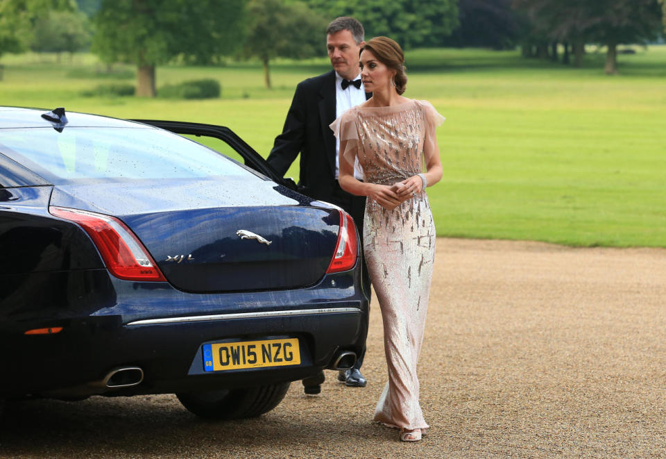 The Duchess of Cambridge in Jenny Packham at a charity gala. 