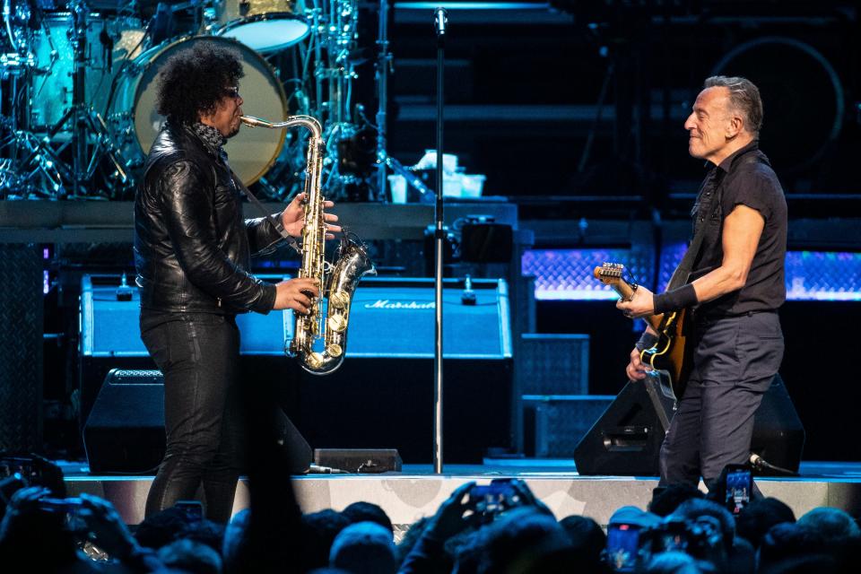 Bruce Springsteen and the E Street Band perform at Little Caesars Arena in Detroit on March 29.
