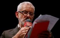 Leader of the Labour Party Jeremy Corbyn speaks at the Theatre Royal in London