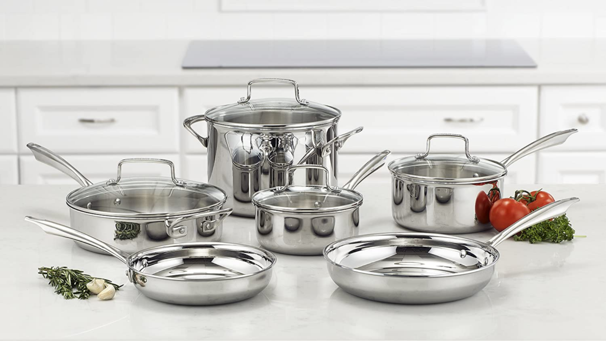 Amazon Prime Day 2020: Don't miss this deal on the Cuisinart TPS-10 10 piece tri-ply stainless steel cookware set.