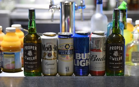 Proper Twelve Irish Whiskey is lined up in the bars at the T-Mobile Arena 