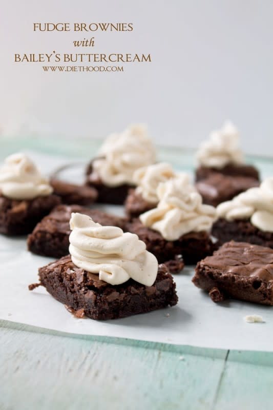 <p>Diethood.com</p><p>Brownies with buttercream frosting plus a spike of boozy goodness from Irish cream. Well, it certainly does not get any better than that!</p><p><strong>Get the recipe here: <a href="http://diethood.com/fudge-brownies-with-baileys-buttercream-frosting/" rel="nofollow noopener" target="_blank" data-ylk="slk:Fudge Brownies with Baileys Buttercream Frosting;elm:context_link;itc:0;sec:content-canvas" class="link ">Fudge Brownies with Baileys Buttercream Frosting</a></strong></p><p><strong>Related: <a href="https://www.yahoo.com/lifestyle/easy-irish-recipes-st-patricks-190358442.html" data-ylk="slk:52 Easy Irish Recipes For St. Patrick's Day and Beyond;elm:context_link;itc:0;sec:content-canvas;outcm:mb_qualified_link;_E:mb_qualified_link;ct:story;" class="link  yahoo-link">52 Easy Irish Recipes For St. Patrick's Day and Beyond</a></strong></p>
