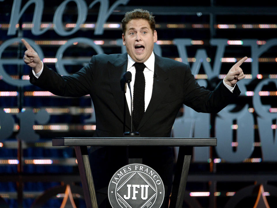 CULVER CITY, CA - AUGUST 25:  Actor Jonah Hill speaks onstage during The Comedy Central Roast of James Franco at Culver Studios on August 25, 2013 in Culver City, California. The Comedy Central Roast Of James Franco will air on September 2 at 10:00 p.m. ET/PT.  (Photo by Kevin Winter/Getty Images for Comedy Central)