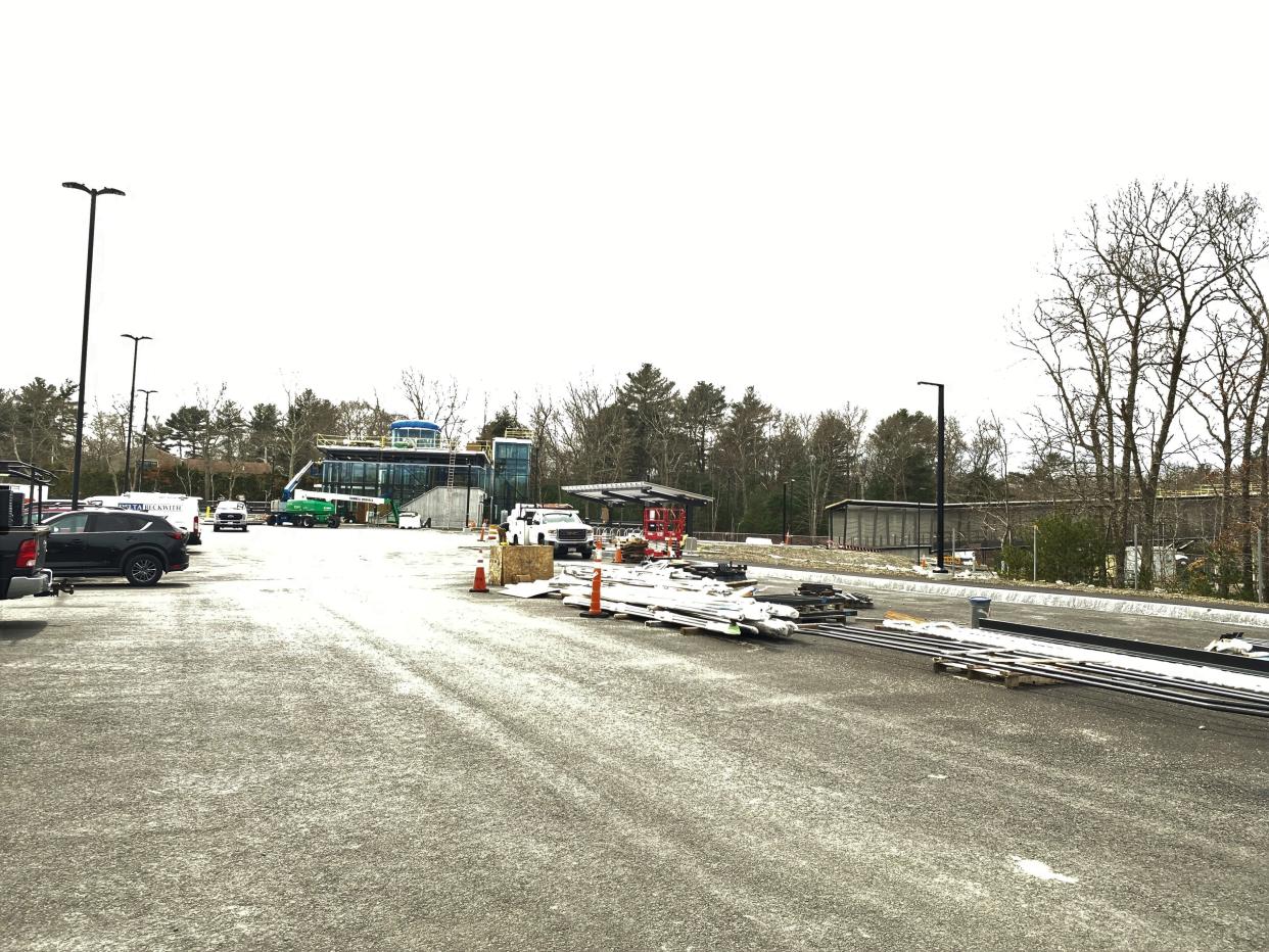 The MBTA Rail Station in East Taunton, located in the industrial park off County Street, is under construction on Monday, March 25, 2024.