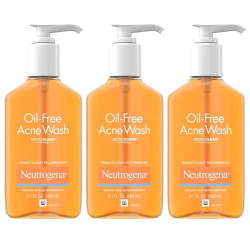 3 bottles of Neutrogena Oil-Free Acne Face Cleanser with Salicylic Acid