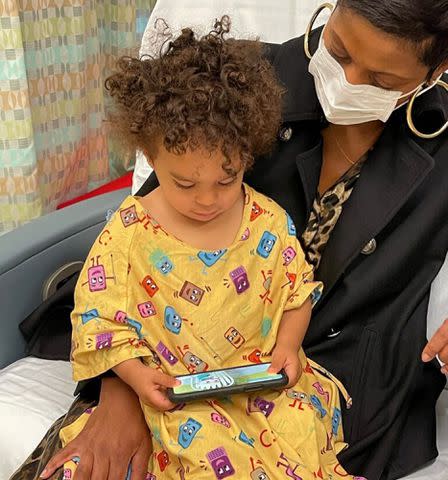 <p>Tamron Hall Instagram</p> Tamron Hall and her son Moses Greener.